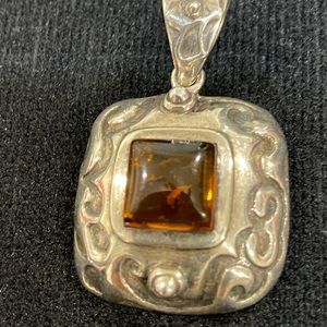 Amber 925 sterling silver pendant